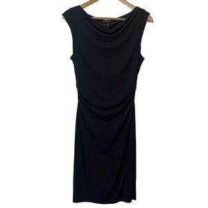 David Meister Sheath Dress Sz M Black Knee Length Bodycon LBD Cocktail Fitted